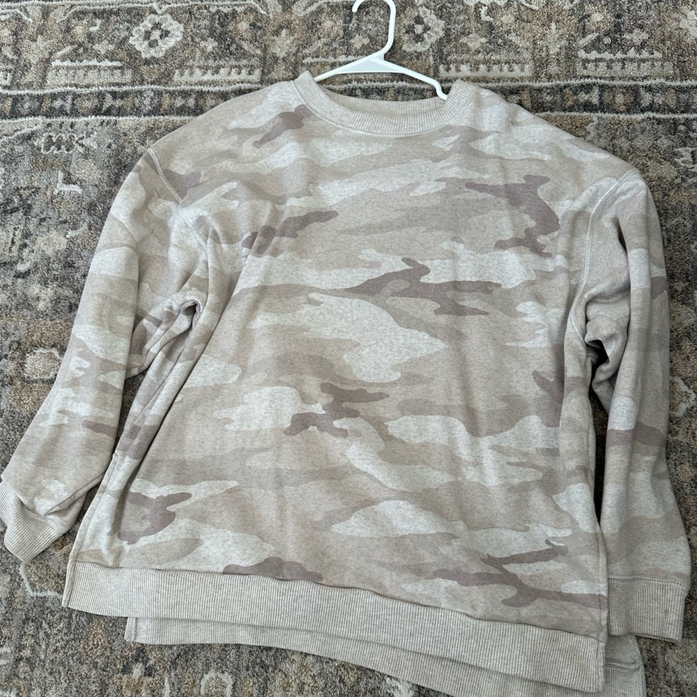 American Eagle Outfitters womens Beige Camouflage Crewneck Sweater
